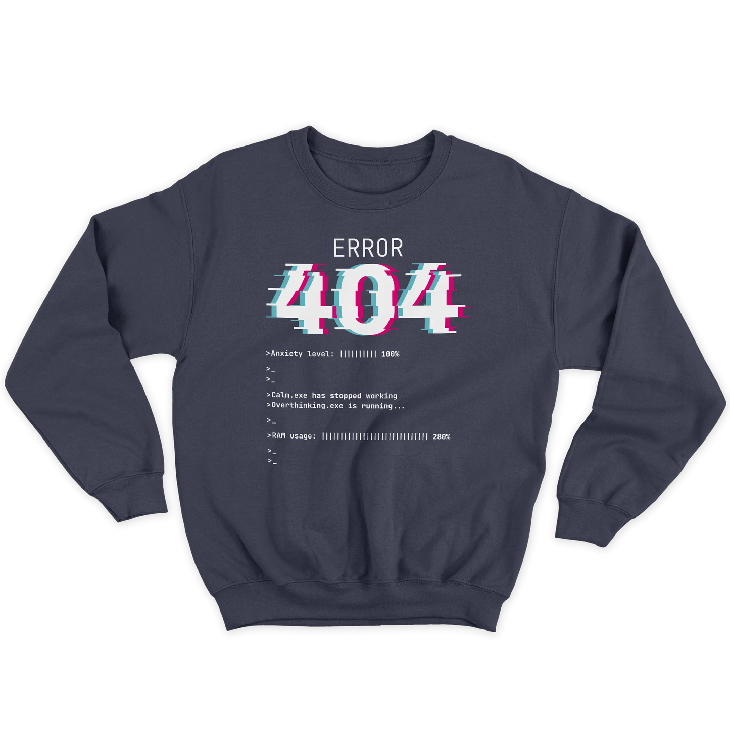 Kintu Felpa Girocollo Unisex Error 404 Anxiety Level 100% - Divertente - Ansia