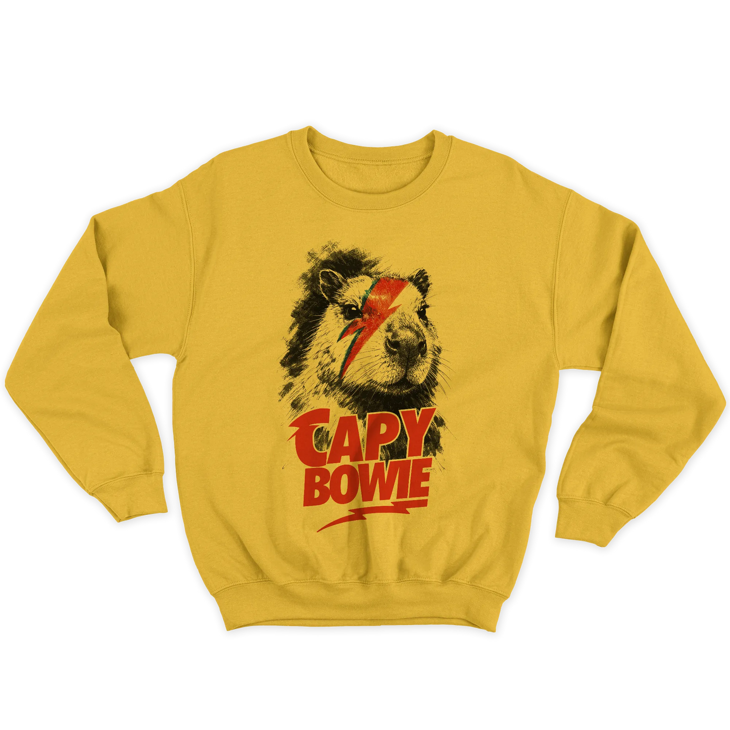 Kintu Felpa Girocollo Unisex Capy Bowie - David Bowie - Divertente - Capibara Lovers - Musica