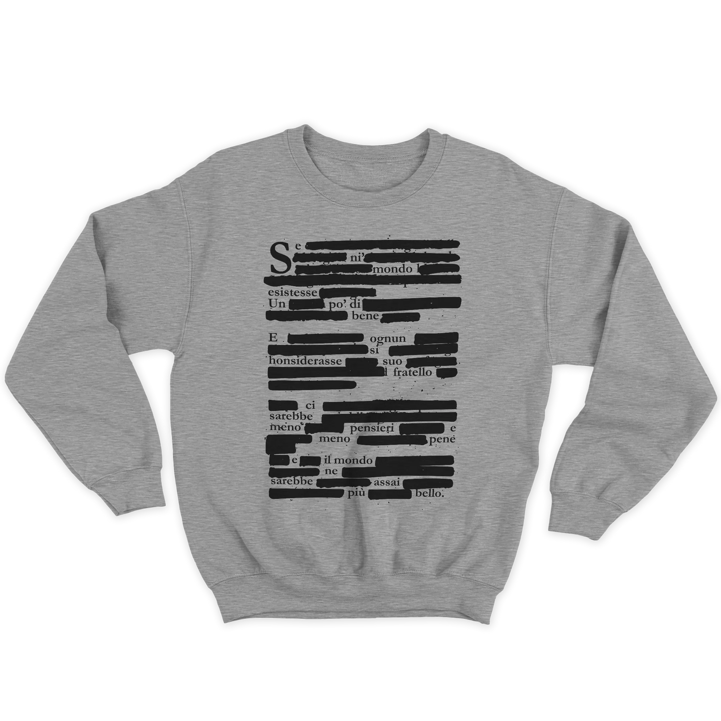 Kintu Felpa Girocollo Unisex Patchani Caviardage - La Poesia Nascosta Fra Le Righe - Divertente - Personaggi Famosi
