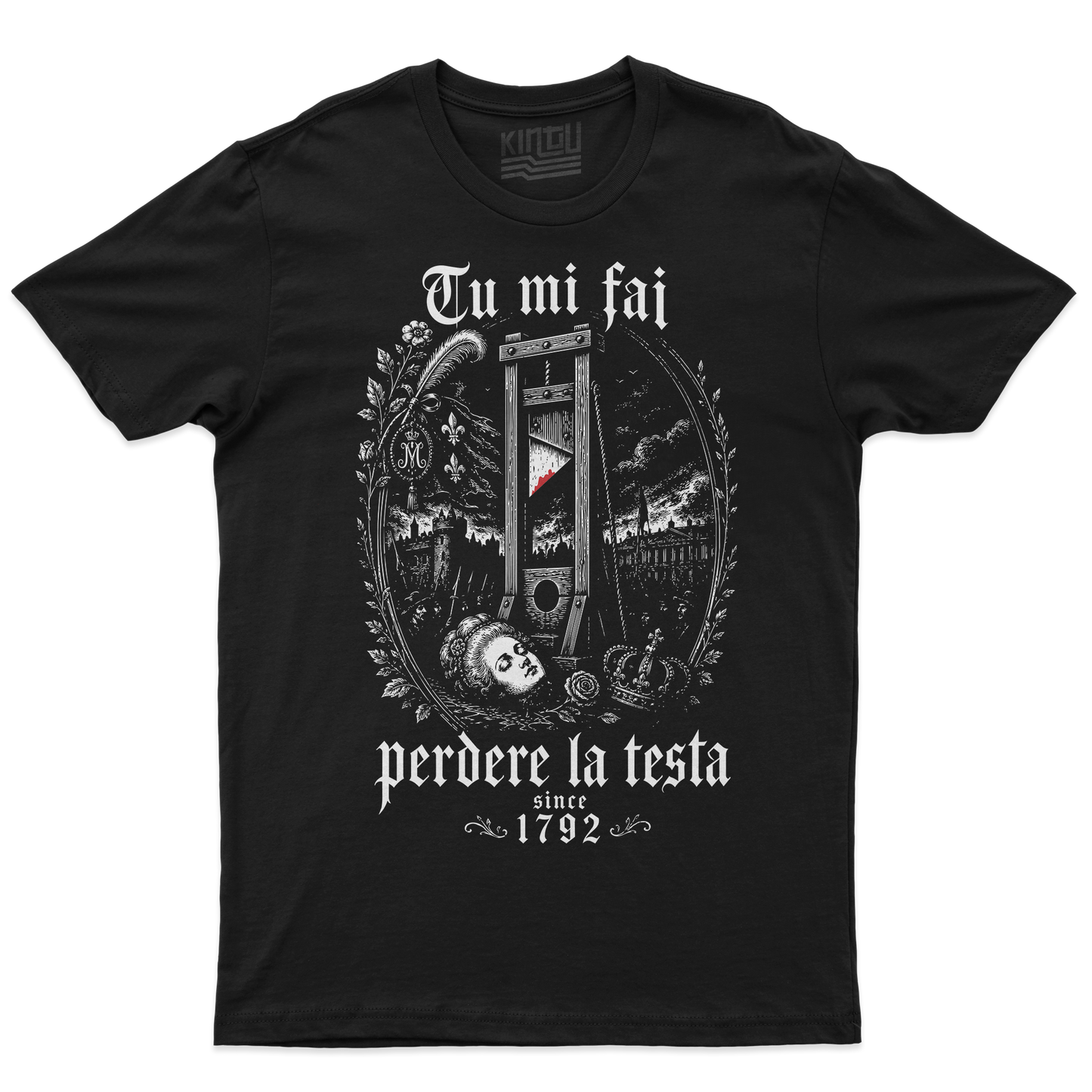 Kintu T-Shirt TU MI FAI PERDERE LA TESTA - rivoluzione Francese ghigliottina Re