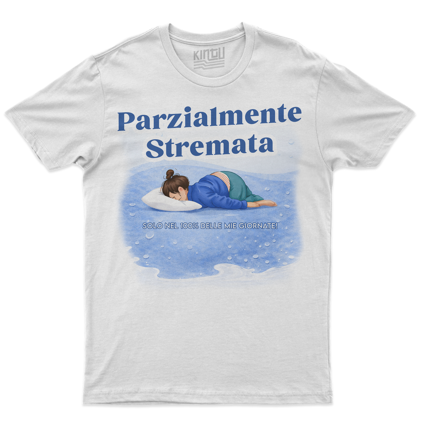 Kintu T-Shirt BIANCA PARZIALMENTE STREMATA - nel 100% delle mie giornata