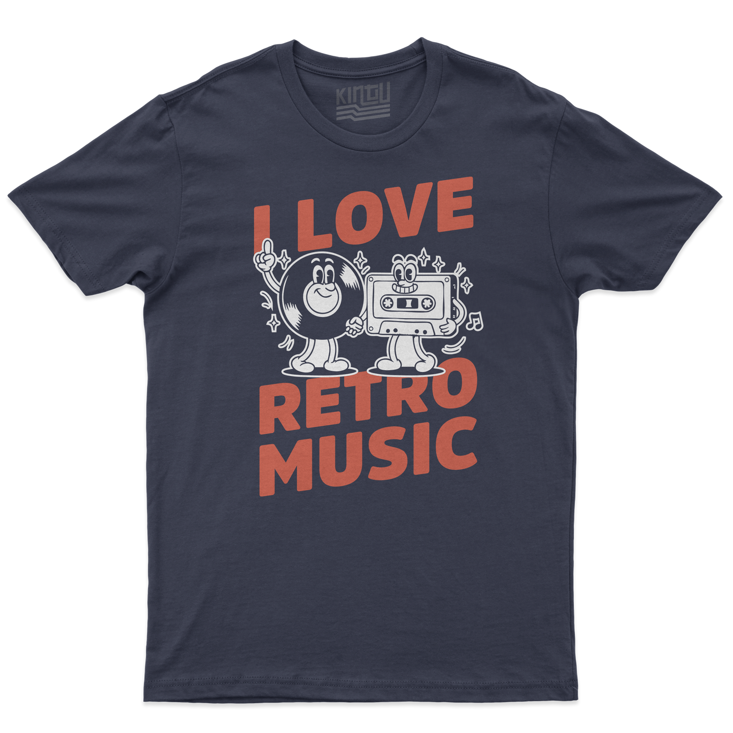 Kintu T-Shirt I LOVE RETRO MUSIC - music cassetta e vinile - musica anni 80