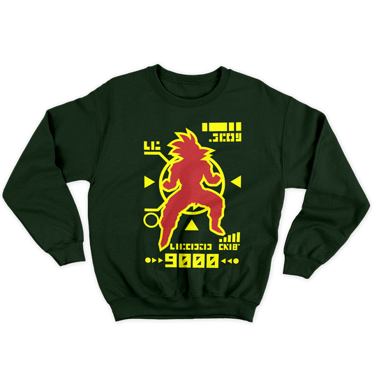 [kintu:1KGVbotUxCtXm_QHtskJ3f6IrmOpc-bHD:98d82849a167a129729c851663ad47a4] Felpa girocollo con grafica rossa e gialla su fondo verde scuro