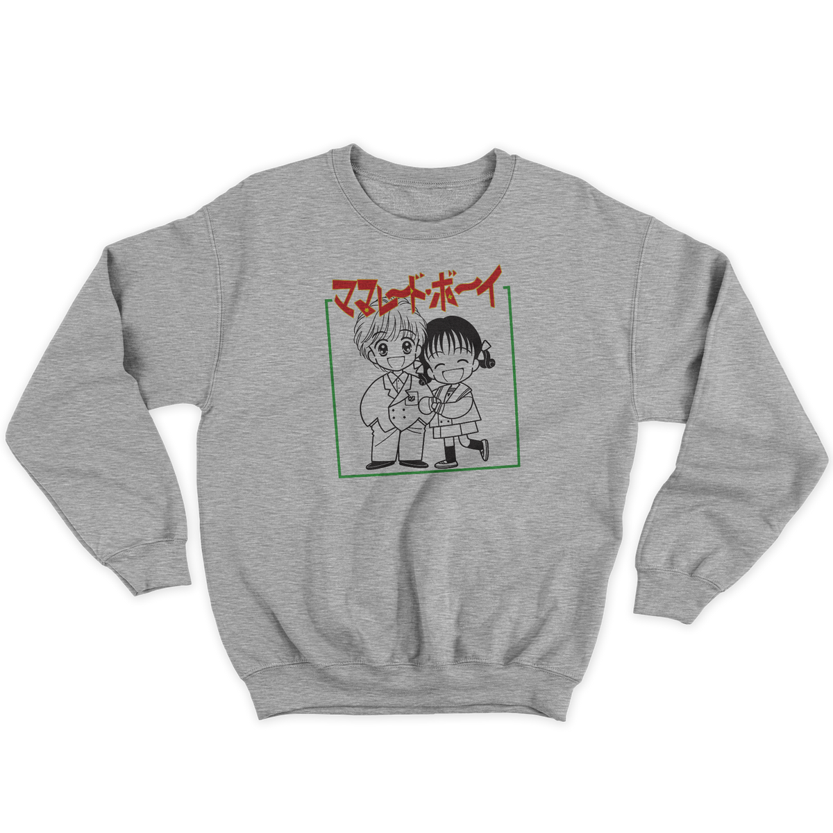 [kintu:1VcG4M_YuwC3VdO35o0lZH9fpcnBPKrAf:034b185a909df35ceeb82ebe117bd5c9] Felpa girocollo grigia con grafica anime anni 90 Piccoli problemi di cuore