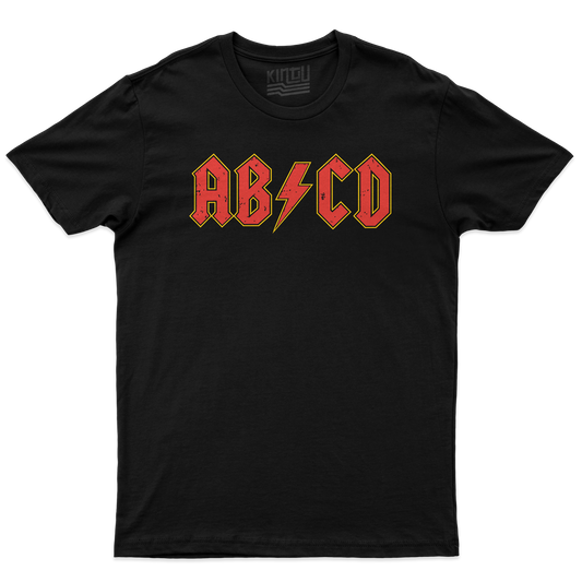 [kintu:1YT4w92RFn-dYGCVCn-Szl3FGZGi29KHf:ce634e0b2b90b998be4d5641b9841cbc] T-Shirt AB CD like ACDC musica idea regalo - Nero