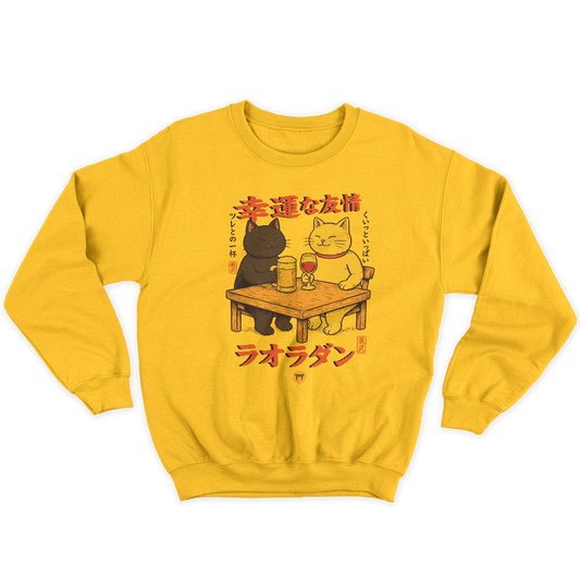 Kintu Felpa Girocollo Unisex FRIENDS - CATS - gatti amici di bevuta fortunati