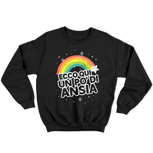 Kintu Felpa Girocollo Unisex ECCO QUI UN PO' D'ANSIA - divertente ansietta