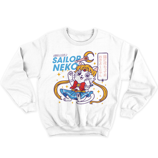 Kintu Felpa Girocollo Unisex SAILOR NEKO - Gatto Moon - Cat - Anime Manga Giappone