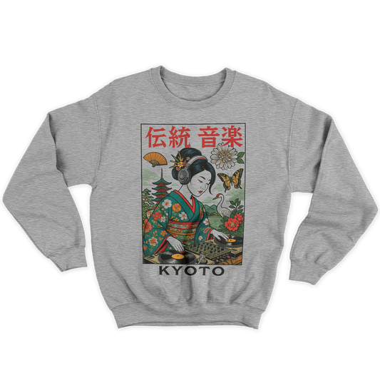 Kintu Felpa Girocollo Unisex KYOTO DJ - Geisha Giappone - Tokyo