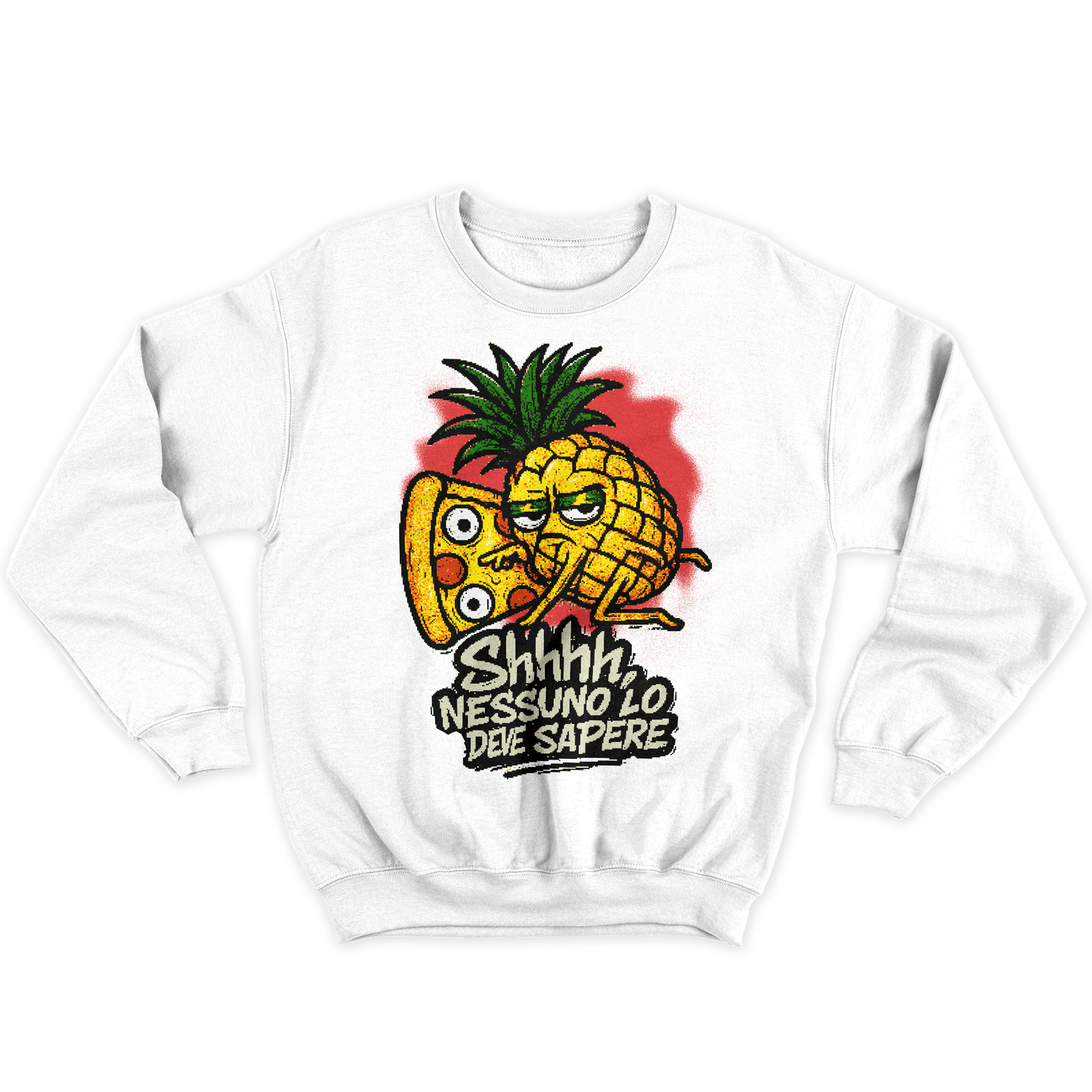 Kintu Felpa Girocollo Unisex PIZZA VIOLENCE PIXEL - ananas + pizza