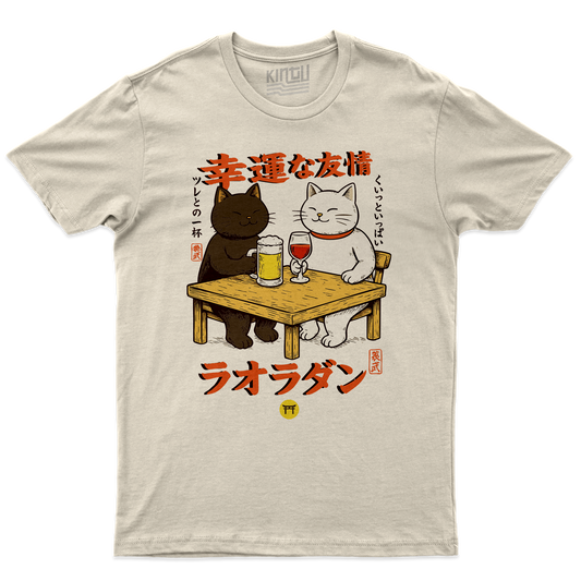 Kintu T-Shirt FRIENDS - CATS - gatti amici di bevuta fortunati