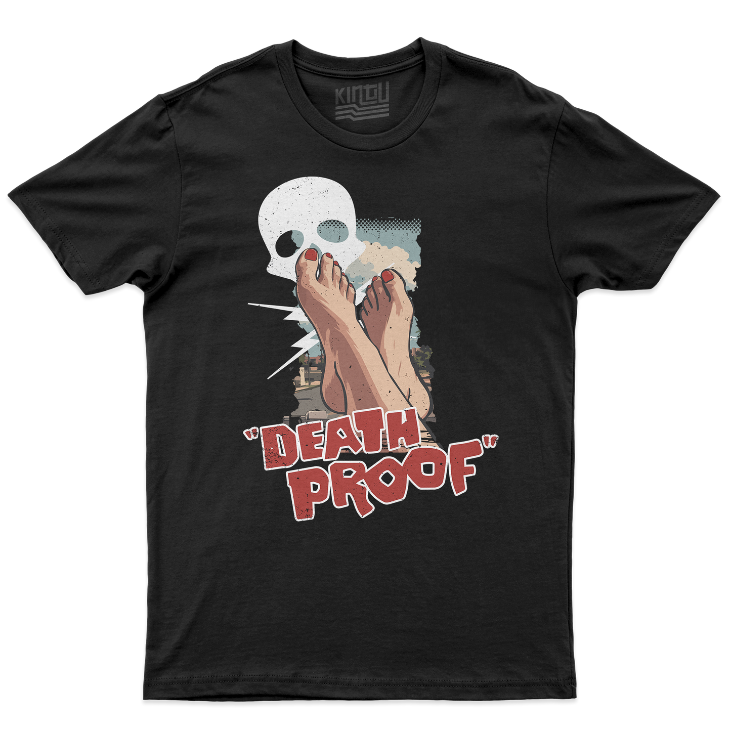 Kintu T-Shirt DEATH FEET PROOF - tarantino comic style