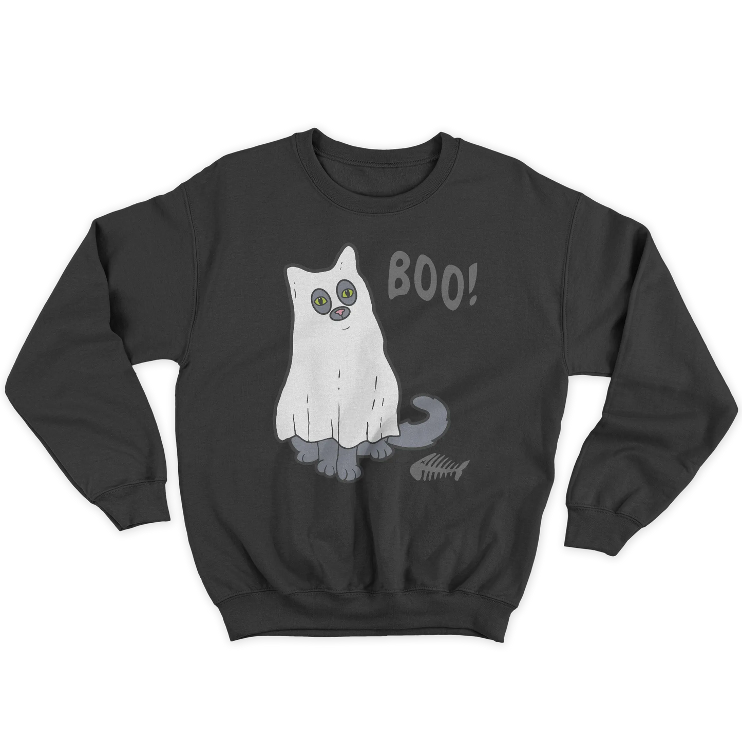 Kintu Felpa Girocollo Unisex Ghost Kitty -  Halloween - Divertente