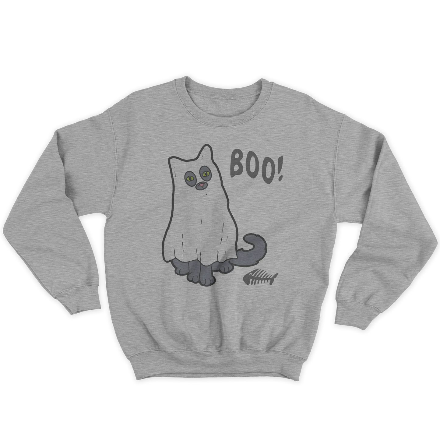 Kintu Felpa Girocollo Unisex Ghost Kitty -  Halloween - Divertente