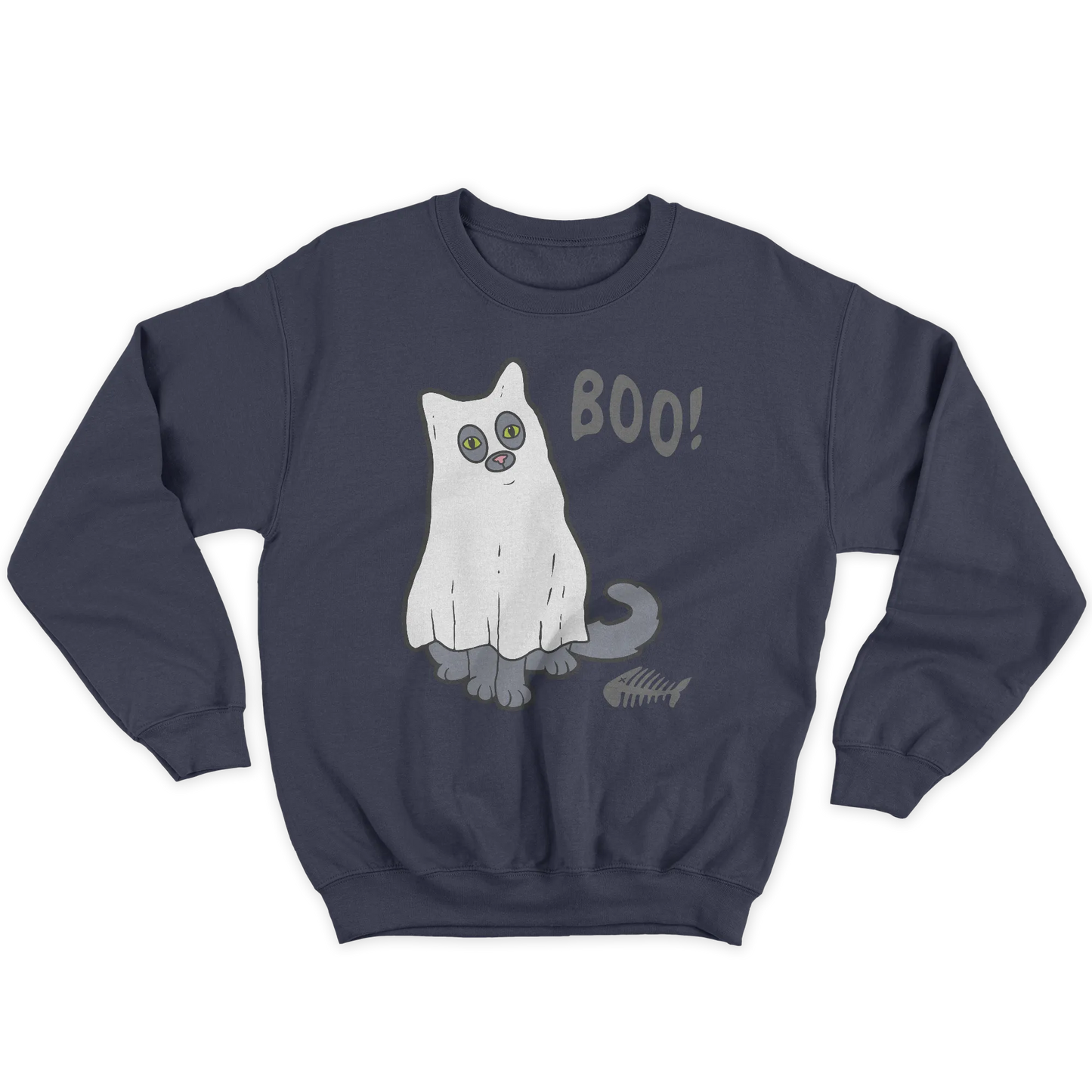 Kintu Felpa Girocollo Unisex Ghost Kitty -  Halloween - Divertente