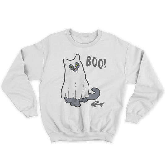 Kintu Felpa Girocollo Unisex Ghost Kitty -  Halloween - Divertente