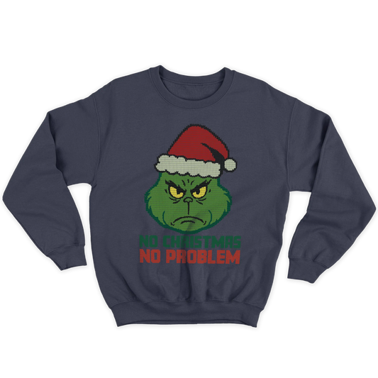 Kintu Felpa Girocollo Unisex Grinch No Christmas No Problem - Natale -  Divertente  - Film