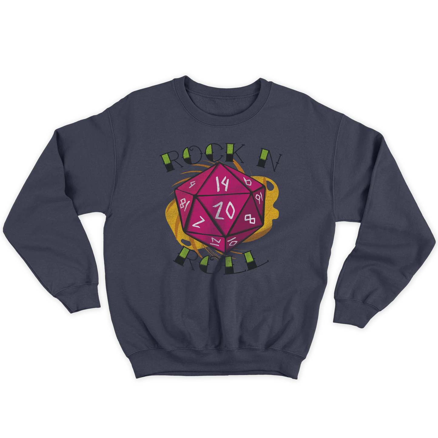 Kintu Felpa Girocollo Unisex Rock N Roll Dnd - Dungeons & Dragons - D20 - Rpg