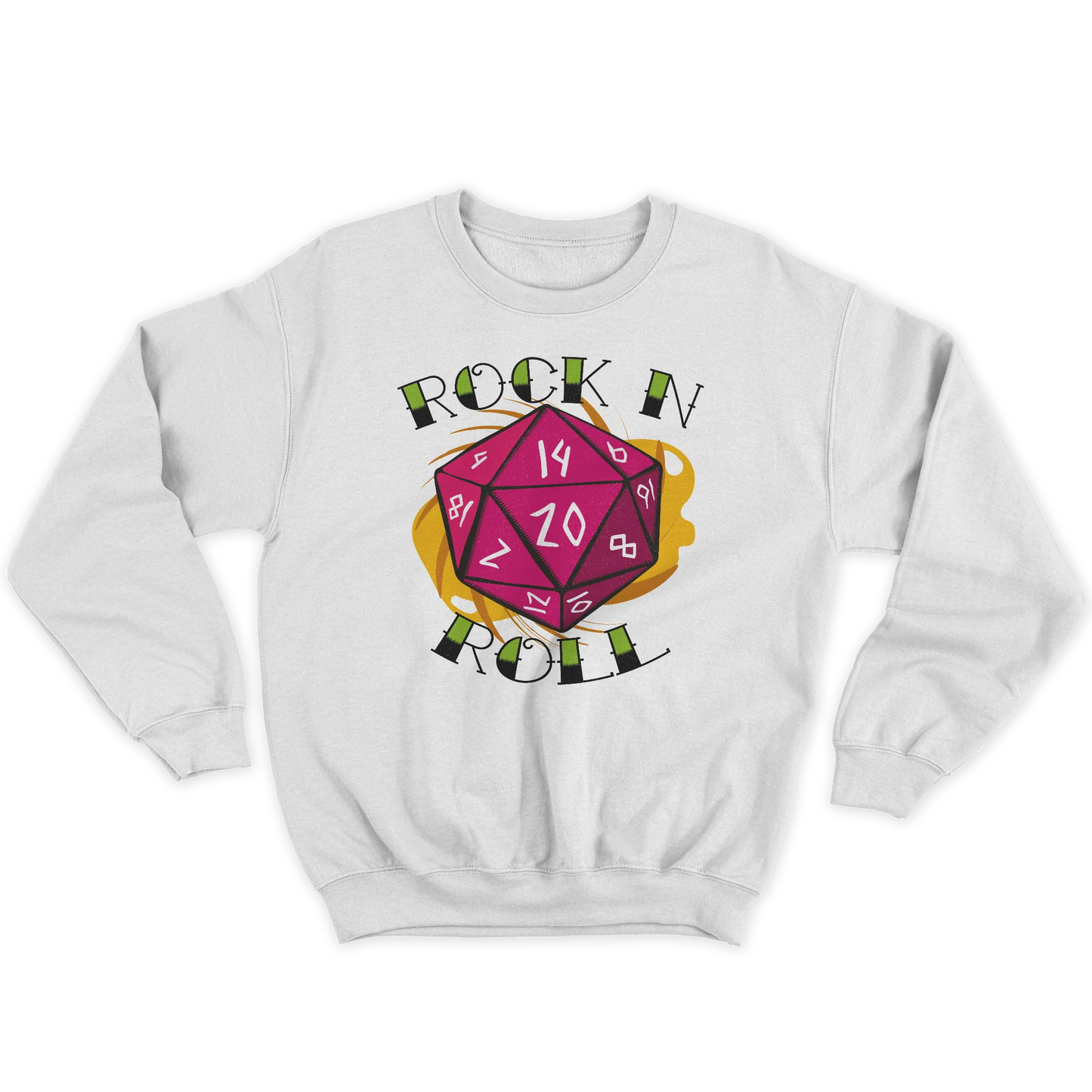 Kintu Felpa Girocollo Unisex Rock N Roll Dnd - Dungeons & Dragons - D20 - Rpg