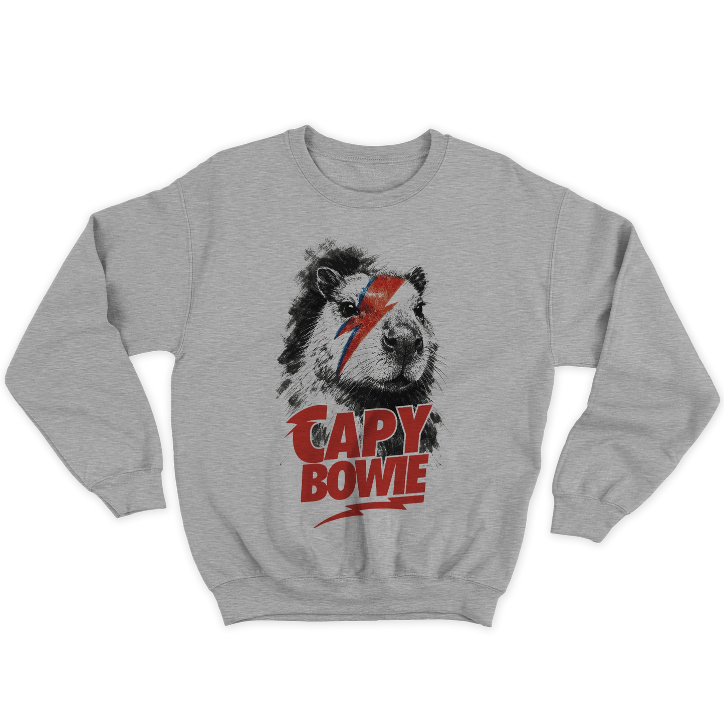 Kintu Felpa Girocollo Unisex Capy Bowie - David Bowie - Divertente - Capibara Lovers - Musica