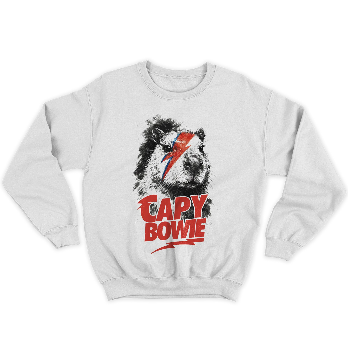 Kintu Felpa Girocollo Unisex Capy Bowie - David Bowie - Divertente - Capibara Lovers - Musica