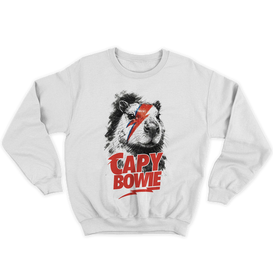 Kintu Felpa Girocollo Unisex Capy Bowie - David Bowie - Divertente - Capibara Lovers - Musica