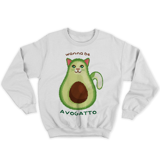 Kintu Felpa Girocollo Unisex Wanna Be Avogatto - Divertente - Cat Lovers - Avocado