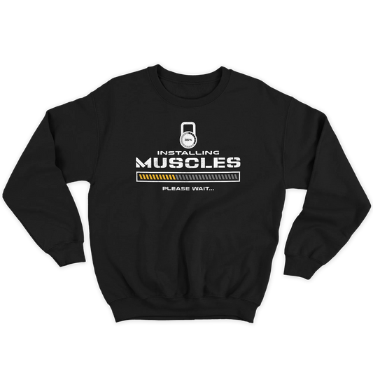 Kintu Felpa Girocollo Unisex Installing Muscles - Palestra - Divertente - Sport