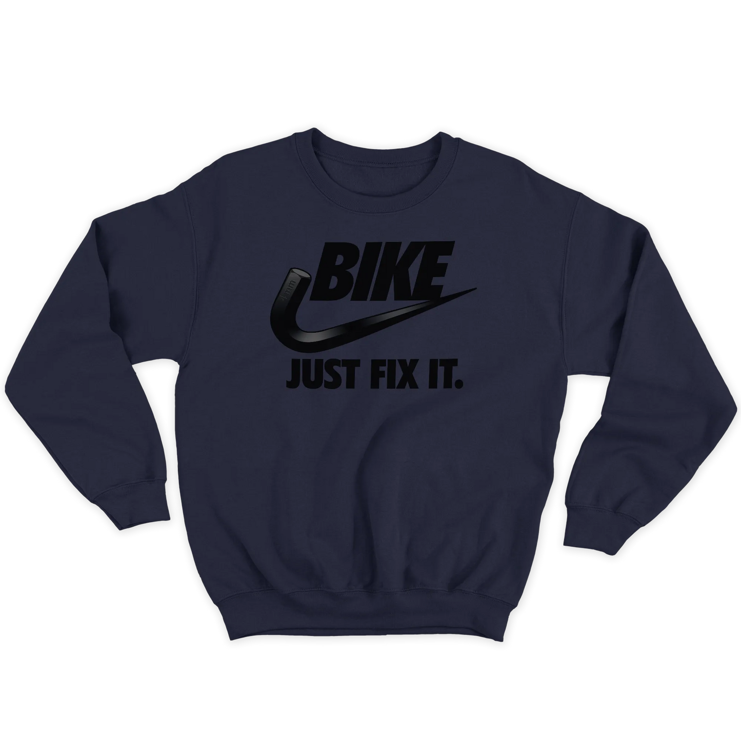 Kintu Felpa Girocollo Unisex Bike Just Fix It - Divertente - Ciclisti - Sport