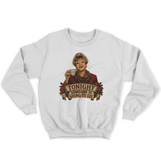 Kintu Felpa Girocollo Unisex Tonight Someone Is Going To Die - Jessica Fletcher - Divertente - Old School - Personaggi Famosi - Serie Tv