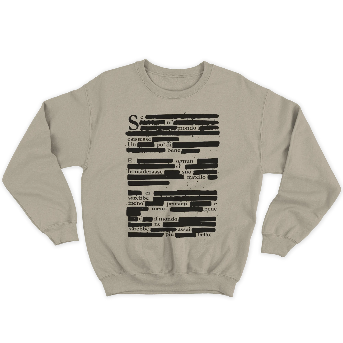 Kintu Felpa Girocollo Unisex Patchani Caviardage - La Poesia Nascosta Fra Le Righe - Divertente - Personaggi Famosi