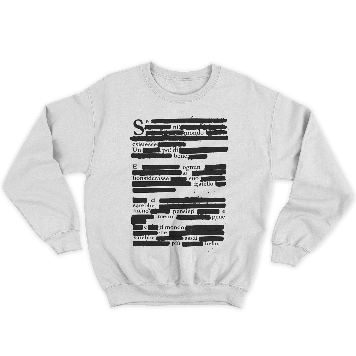Kintu Felpa Girocollo Unisex Patchani Caviardage - La Poesia Nascosta Fra Le Righe - Divertente - Personaggi Famosi