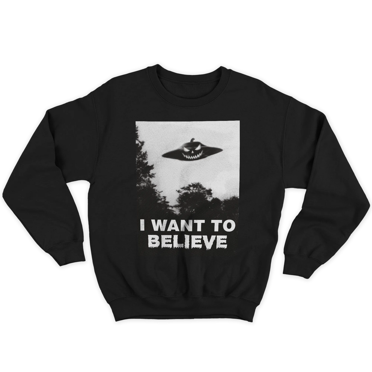 Kintu Felpa Girocollo Unisex X-halloween - I Want To Believe - Divertente - Serie Tv - Halloween