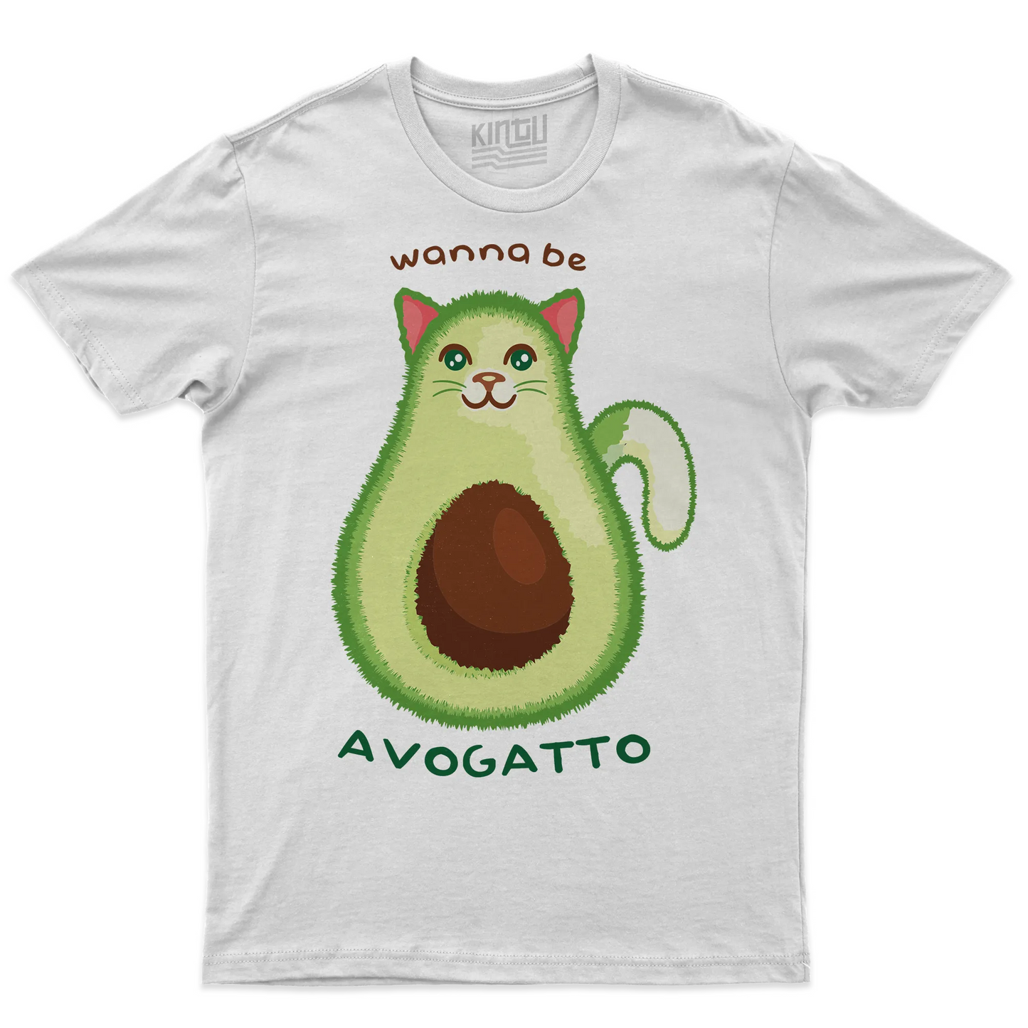 Kintu T-shirt Wanna Be Avogatto - Divertente - Cat Lovers - Avocado