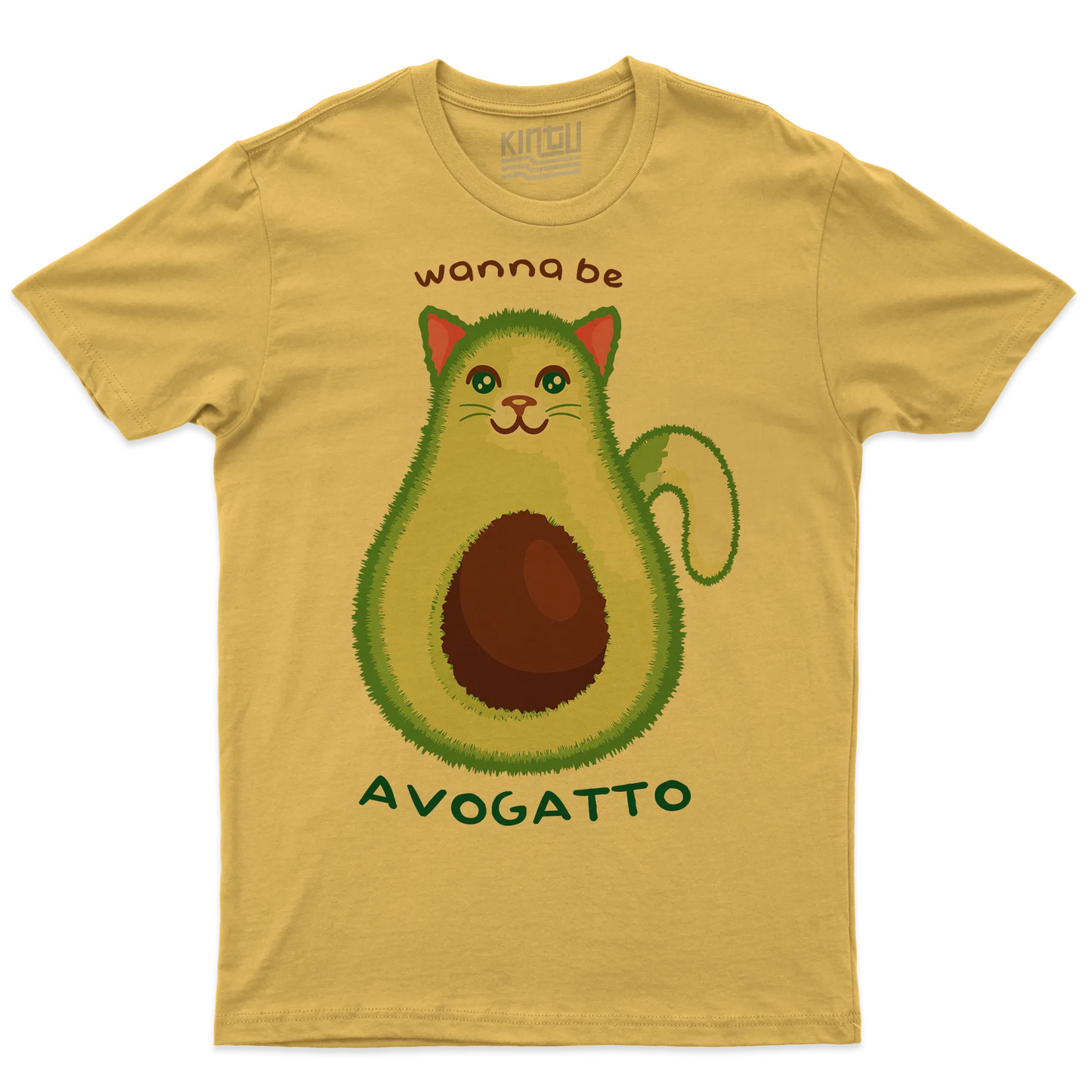 Kintu T-shirt Wanna Be Avogatto - Divertente - Cat Lovers - Avocado