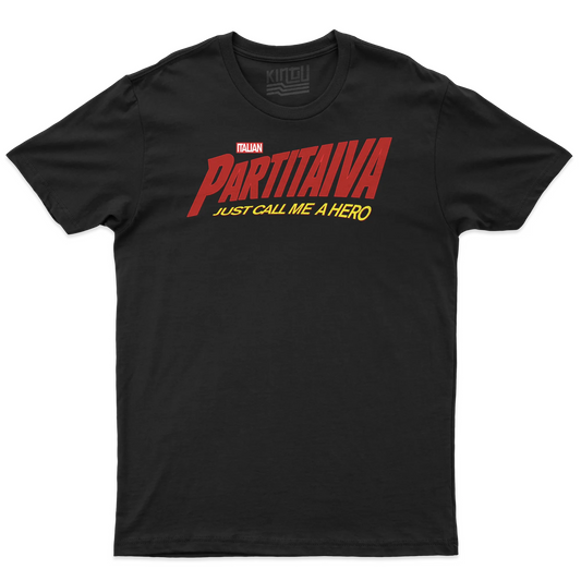 Kintu T-shirt Italian Partita Iva - Just Call Me A Hero - Divertente Ma Non Troppo