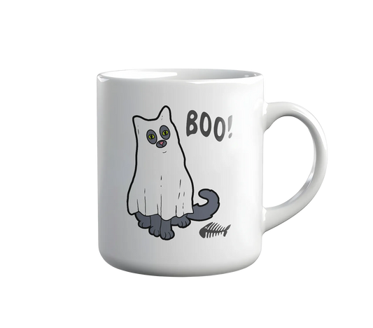 Kintu Tazza In Ceramica Ghost Kitty -  Halloween - Divertente
