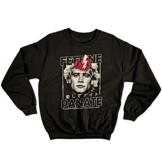 Kintu Felpa Girocollo Unisex Mirko Fettine Panate Black - kiss me Licia