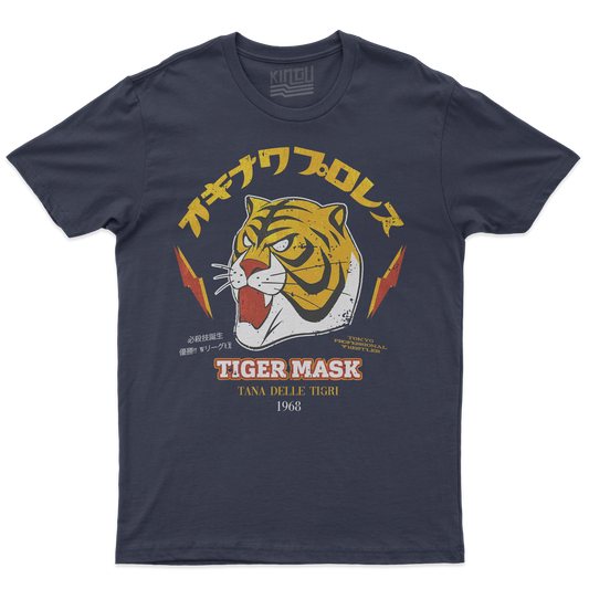 Kintu T-Shirt TIGER MASK Uomo Tigre - Blu Navy Palestra