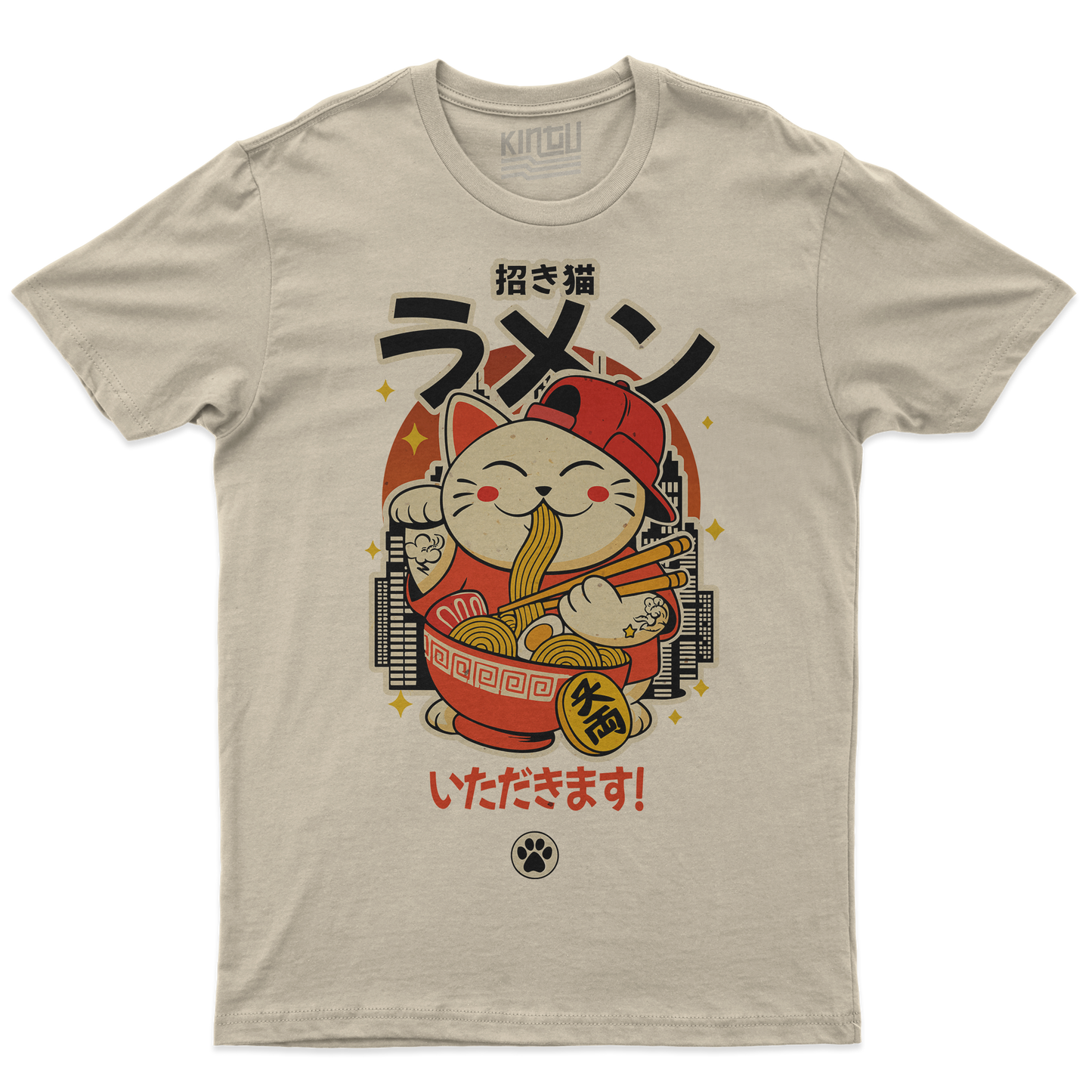 Kintu T-Shirt MANEKI NEKO RAMEN - Gatto giapponese portafortuna